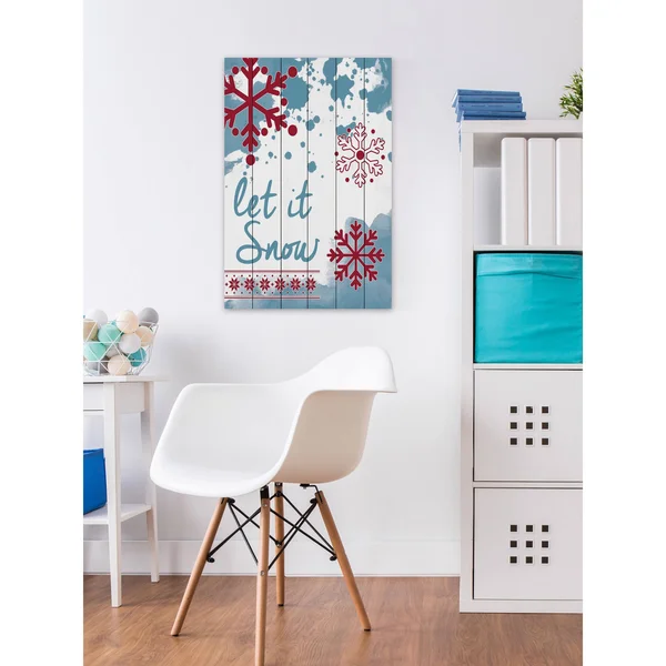 Let It Snow Painting Print on White Wood, Size: 24 inch x 16 inch