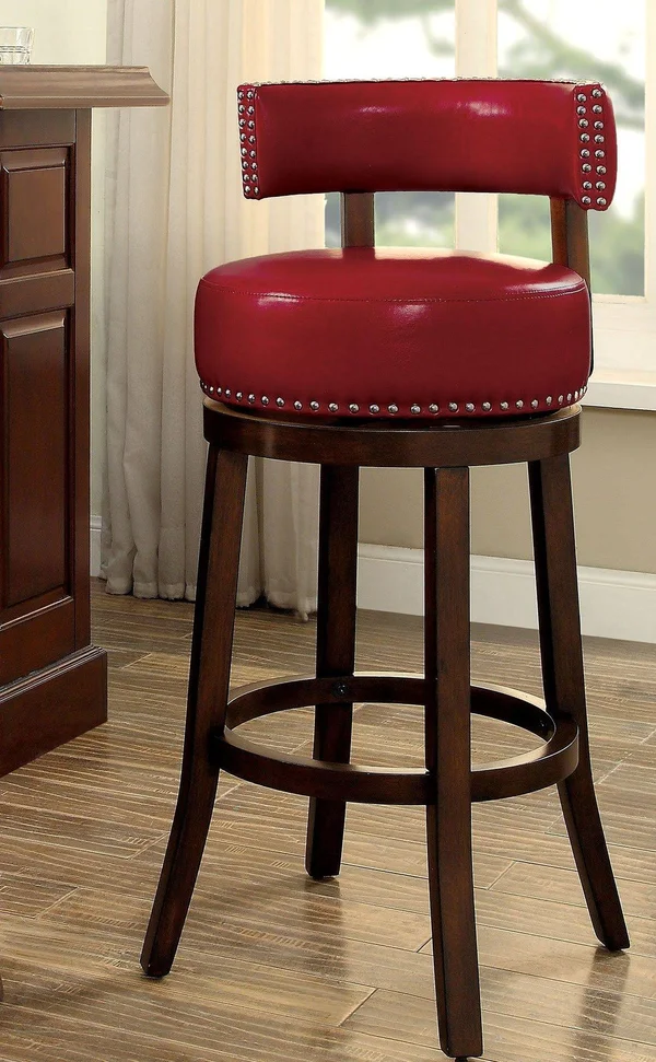 Furniture of America Shirley Red 29x22 Bar Stool Set of 2