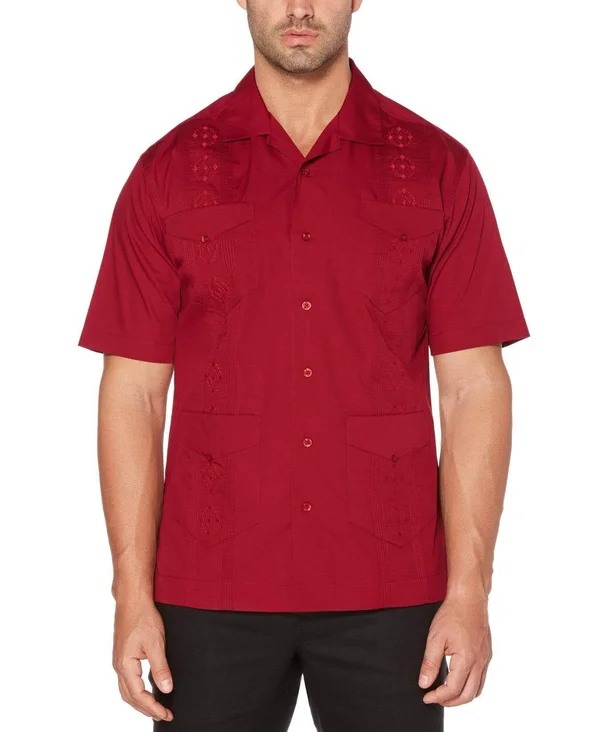 Cubavera Big and Tall Mens Short Sleeve Button-Down Shirt - 2X-Large Tall, Red