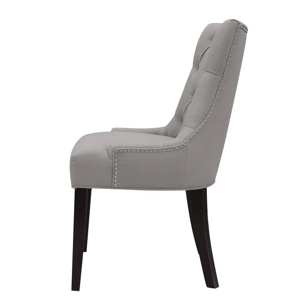 Upholstered Button Tufted Dining Chair in Warm Gray