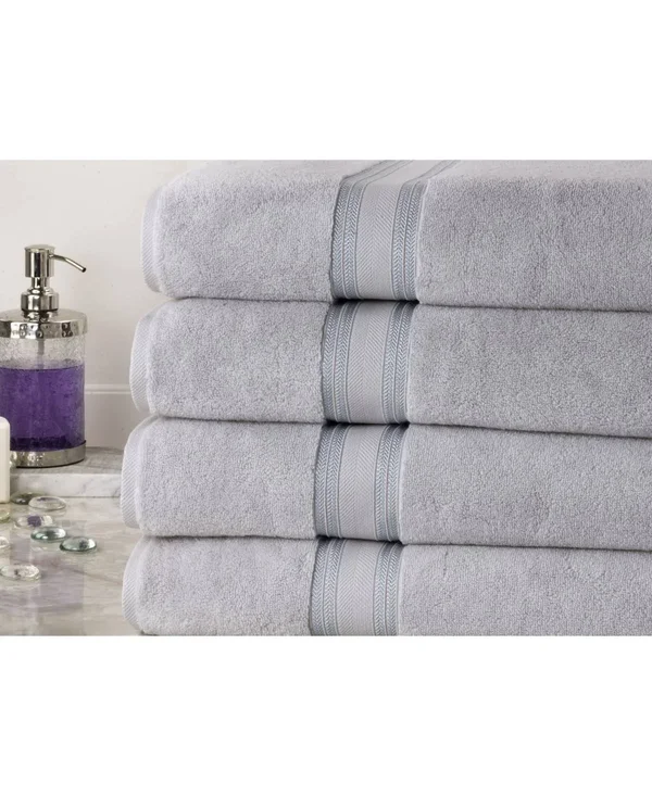 100% Cotton Zero Twist Oversized Set of 4 Bath Sheets - Glacier Grey