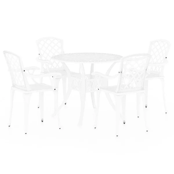vidaXL 5 Piece Bistro Set Cast Aluminum White