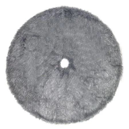 Fennco Styles Holiday Christmas Decorative Exquisite Faux Fur with Silver Metallic Thread Tree Skirt - 2 Colors Grey, 56x22 Rou