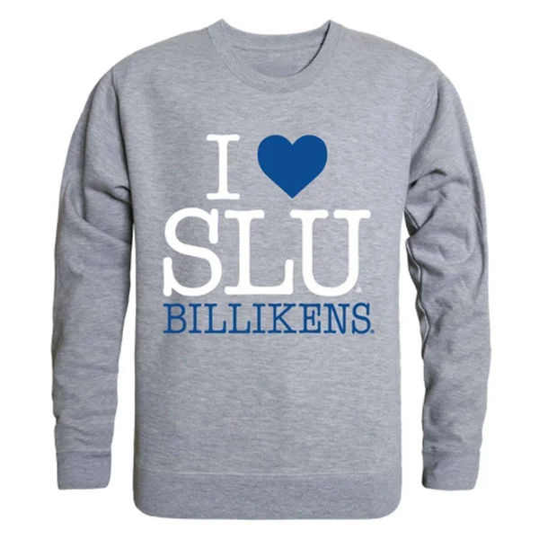 W Republic I Love SLU Saint Louis University Billikens Crewneck Pullover Sweatshirt Sweater Heather Grey X-Large - Men's, Size: X
