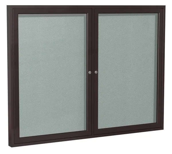Ghent 48x22x60x22 2-Door Bronze Aluminum Frame Enclosed Vinyl Bulletin Board - Silver