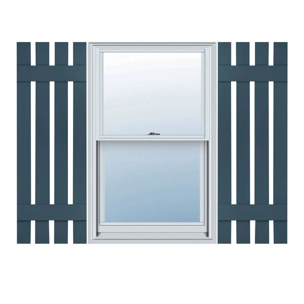 Ekena Millwork LS4C16X04700CB Lifetime Vinyl, Custom Four Board Spaced, Board-n-Batten Shutters, w/ Shutter-Loks (Per Pair), 16