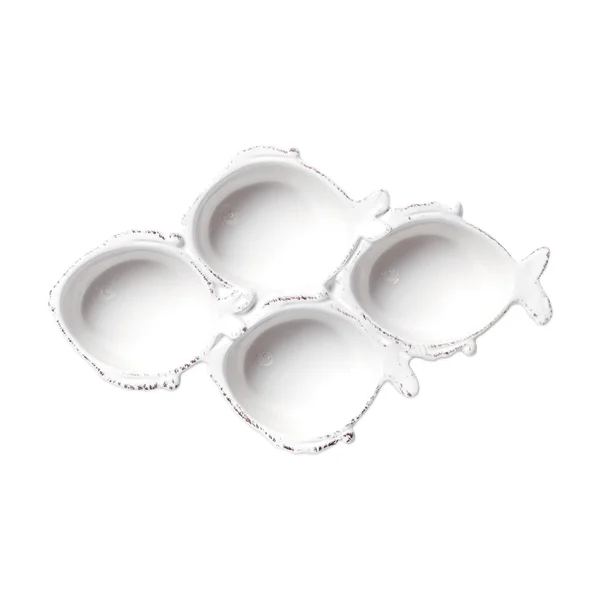 Vietri Lastra Fish Four Part Server - White