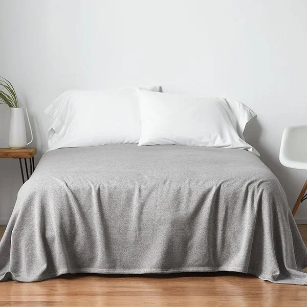 The Company Store Sweatshirt Knit Navy Full/Queen Reversible Blanket, Blue