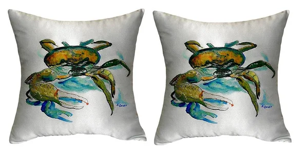 Pair of Betsy Drake Fiddler Crab No Cord Pillows 18 inch x 18 inch
