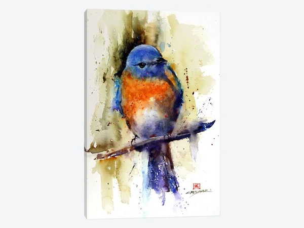 iCanvas Bird on The Sprig Art by Dean Crouser Canvas Art Wall Decor
