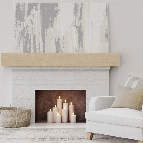 Ekena Millwork MANUHH04X08X72PP 4x22H x 8x22D x 72x22W Hand Hewn Faux Wood Fireplace Mantel - Natural Pine