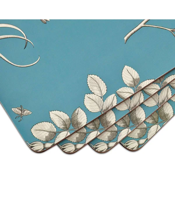 Pimpernel Sanderson Etchings and Roses Blue Placemats - Set of 4