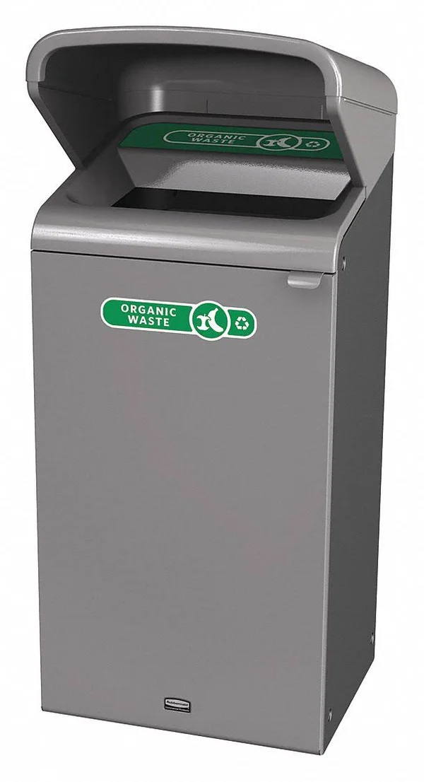 Rubbermaid Commercial Products 1961725 Configure Trash Can with Rain Hood, Organic Waste, 23 gal, Grey Stenni