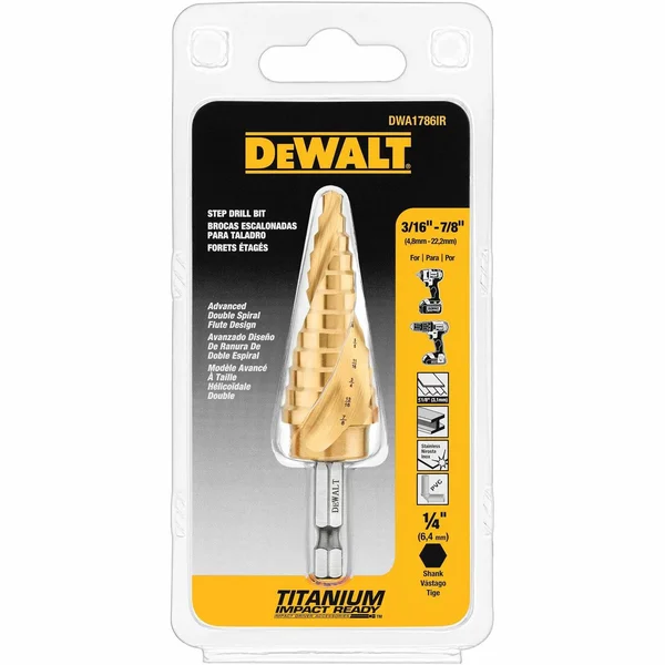 Dewalt Dwa1786ir 3/16x22 - 7/8x22 Impact Ready Step Drill Bit