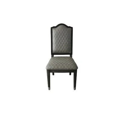 House Beatrice Side Chair - Two Tone Beige Fabric & Charcoal Finish Red Barrel Studio