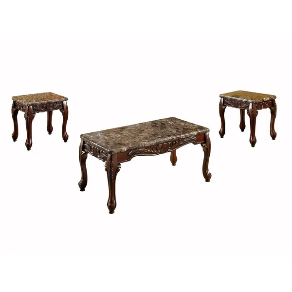 William's Home Furnishing Lechester 3-Piece 48 in. Brown Large Rectangle Wood Coffee Table Set - Brown Finish