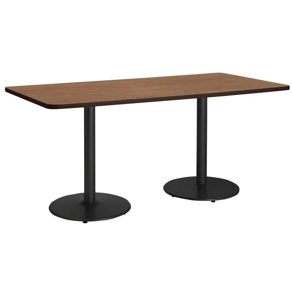 KFI Mode Rectangle Breakroom Table, Round Black Base - 36x22 W x 72x22 D x 36x22 H - River Cherry