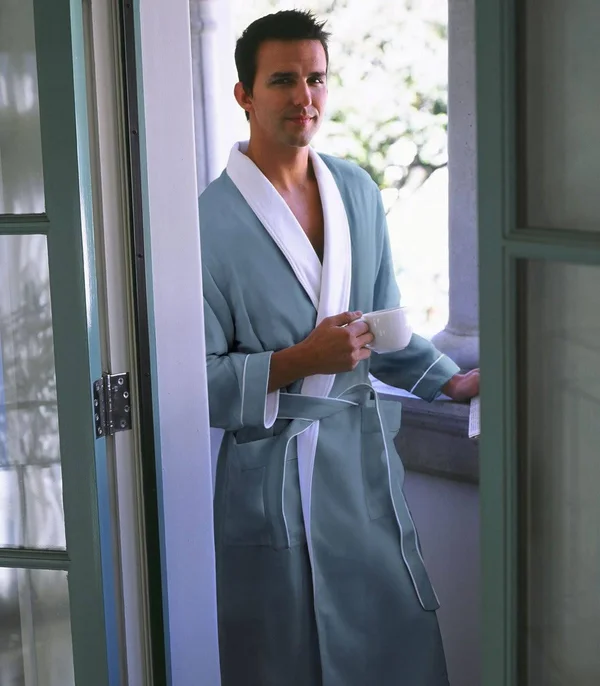 Plush Necessities Spa Robe - Luxury Microfiber Terry - Men's Best Hotel Bathrobe, Blue, 3XL
