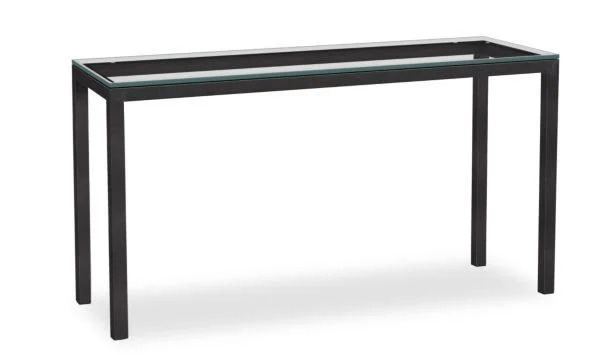 Room & Board - Modern Parsons 54W 18d 29h Console Table w/ 1.5x22 Leg, Clear Tempered Glass Top w/ Natural Steel Base