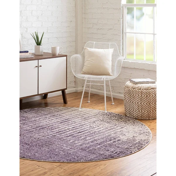 Unique Loom Jennifer Del Mar Area Rug - 8& Round - Purple
