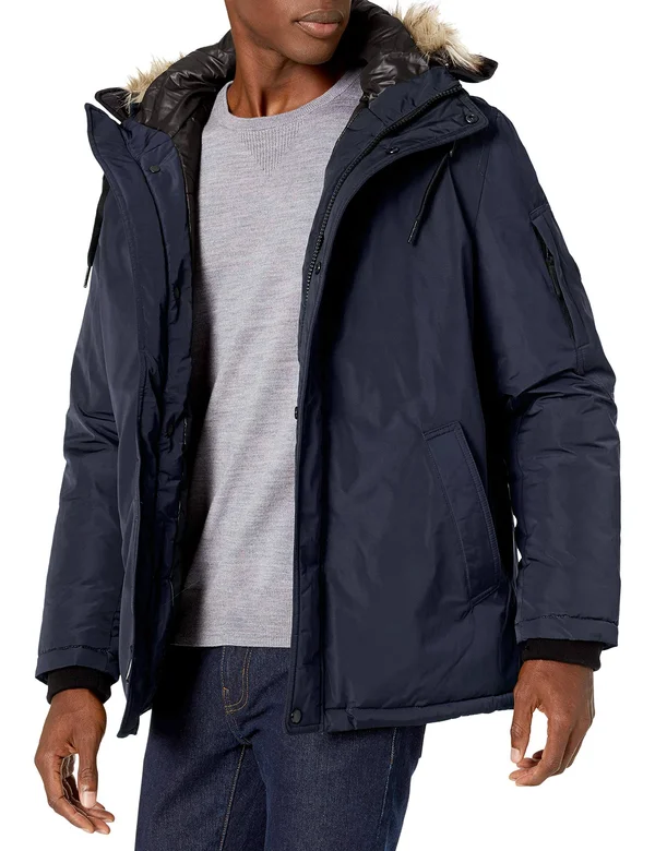 Calvin Klein Men's Snorkel Jacket with Faux-Fur Trim - Rich Indigo