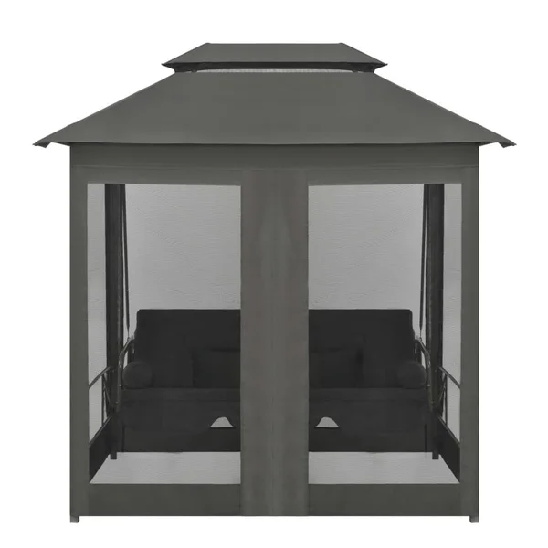 vidaXL Outdoor Convertible Swing Bench with Canopy Anthracite 86.6x22x63x22x94.5x22 Steel, 45073