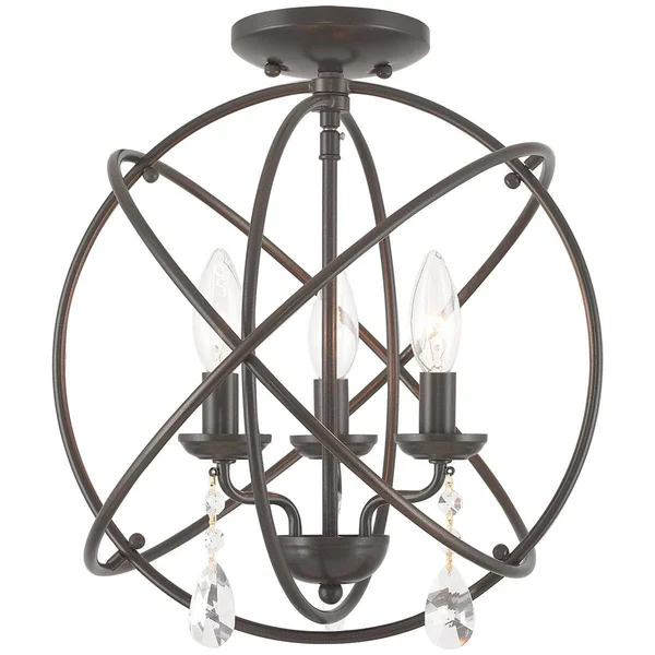 Livex Lighting Aria 3 Light Brushed Nickel Convertible Mini Chandelier/Ceiling Mount 40904-91