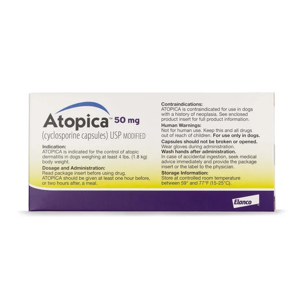 Atopica 50 mg for Dogs, 15 Capsules
