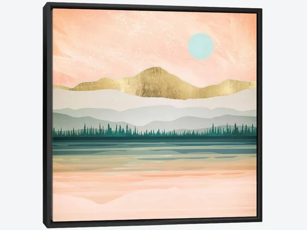 Framed Canvas Art - Spring Forest Lake by SpaceFrog Designs