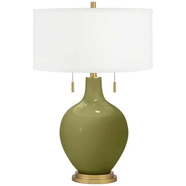 Color + Plus Rural Green Toby Brass Accents Table Lamp