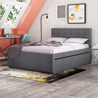 Thornton Full, Double Tufted Upholstered Platform Bed Brayden Studio Color: Dark Gray