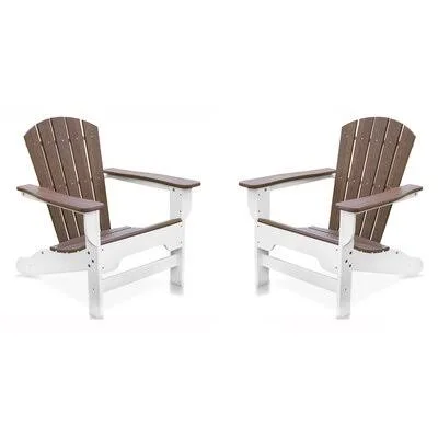 Acton Plastic Adirondack Chair Highland Dunes Color: White/Antique Mahogany