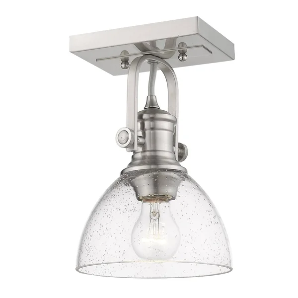 Carbon Loft Barton 1-Light Semi-Flush in Pewter - Pewter with Seeded Glass 26273422