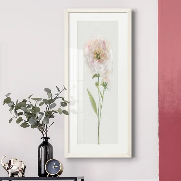 Single Stem Peony II-Premium Gallery Framed Print - Wood - White