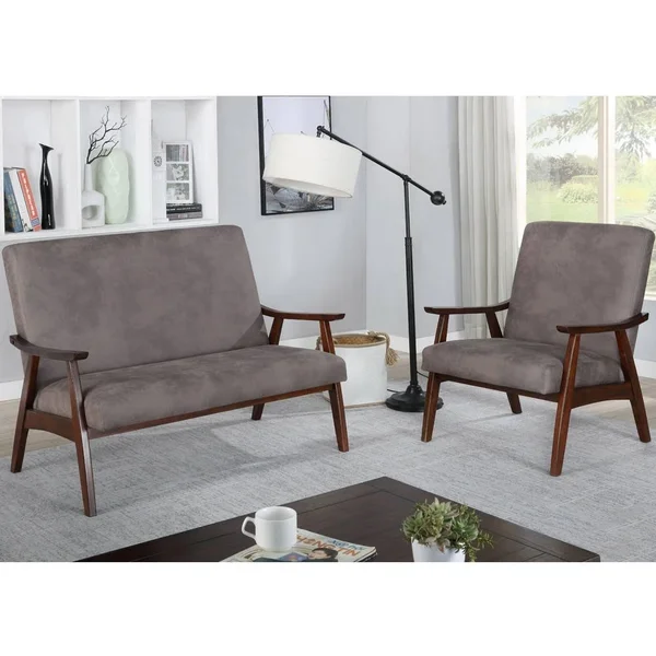 Furniture of America Balf Contemporary Faux Leather Loveseat Bench - Dark Grey