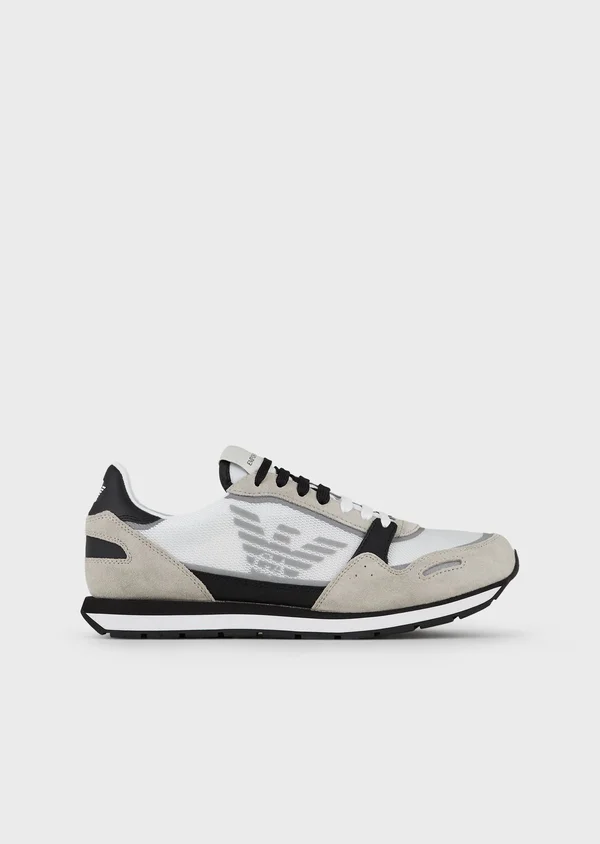 Emporio Armani Men Polyester - Bovine Leather, Polyamide Sneakers - Size 6.5, Beige