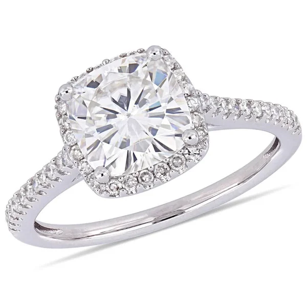 Miadora 14K White Gold Moissanite and Diamond Engagement Ring - 5