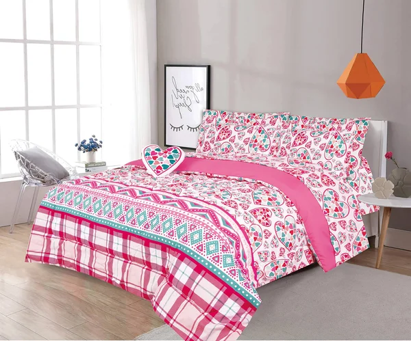 Sapphire Home 8 Piece Full Size Girls Kids Teens Comforter Set Bed in Bag, Shams, Sheet Set & Decorative Toy Pillow, Kids Co
