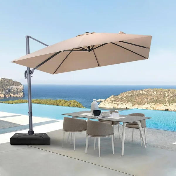 Crestlive Products Outdoor 10 ft Square Offset Cantilever Umbrella - Tan