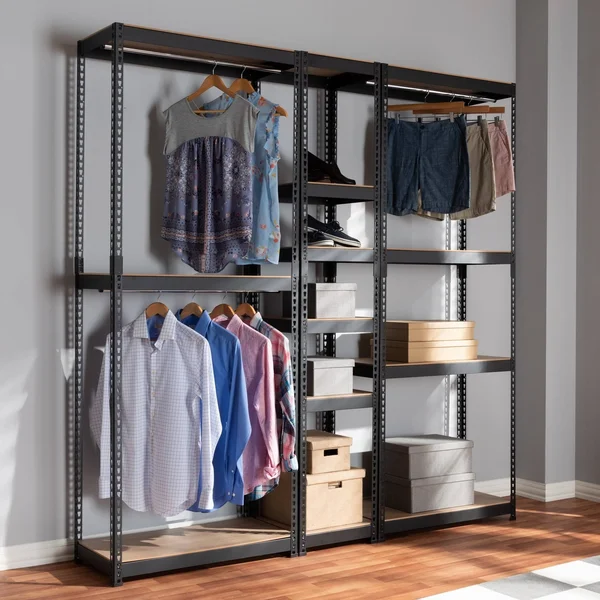 Baxton Studio Contemporary 10-Shelf Closet Storage Racking Organizer - Black