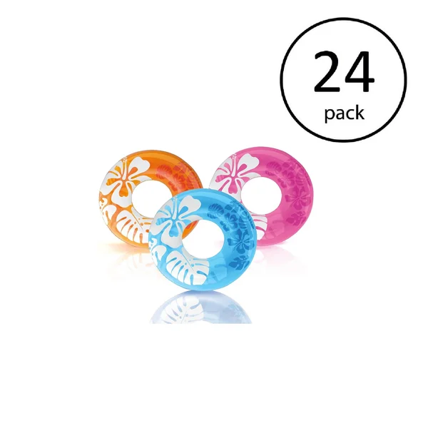 Intex 36 inch Transparent Inflatable Round Swimming Pool Ring Float (24 Pack)