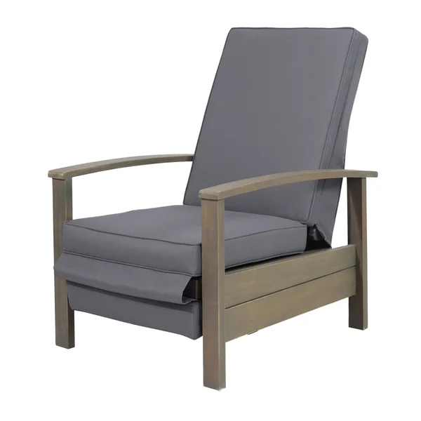 Rosy Outdoor Acacia Wood Push Back Recliner by Christopher Knight Home - Sandblast Gray Finish + Dark Gray