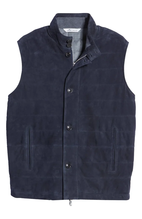 Men's Peter Millar Crown Suede Vest - Size Medium - Blue