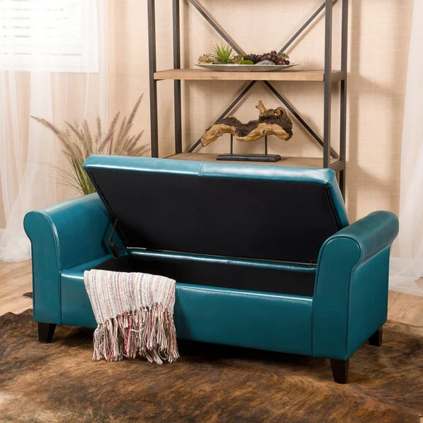 Best Selling Home Martin Faux Leather Bedroom Bench with Storage Brown