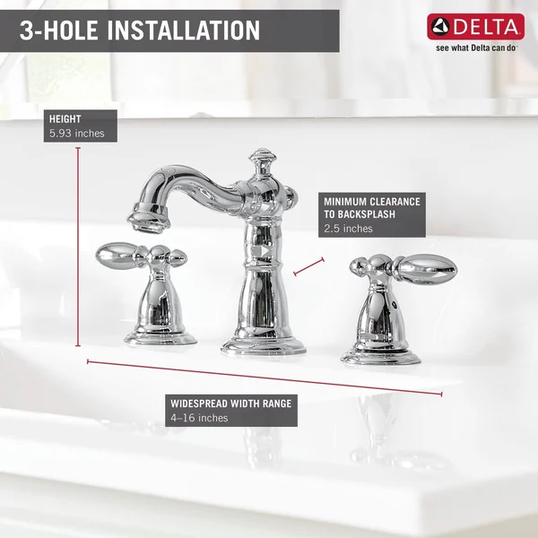 Delta 3555-MPU-DST Victorian Two Handle Widespread Bathroom Faucet - Chrome