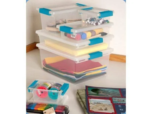 Sterilite Deep File Clip Box Clear Storage Tote Tub Container with Lid - 12 Pack