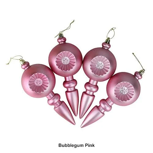 Dak 4ct Matte Burgundy Retro Reflector Shatterproof Christmas Finial Ornaments 7.5x22