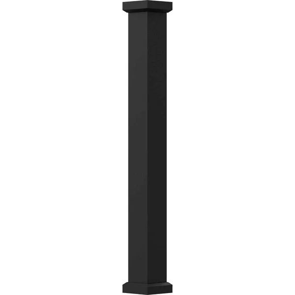 6x22 x 10& Endura-Aluminum Empire Style Column - Square Shaft (Load-Bearing 12, 000 lbs), Non-Tapered, Textured Black Finish w/ Ca