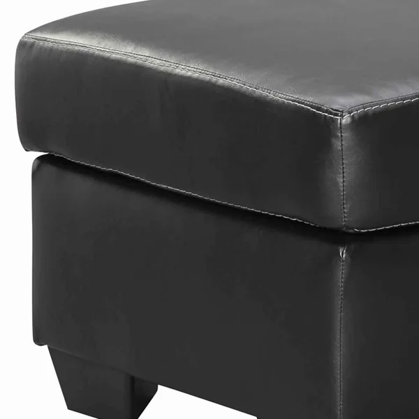 Benzara BM209230 Leatherette Upholstered Wooden Ottoman with Tapered Block Legs Gray