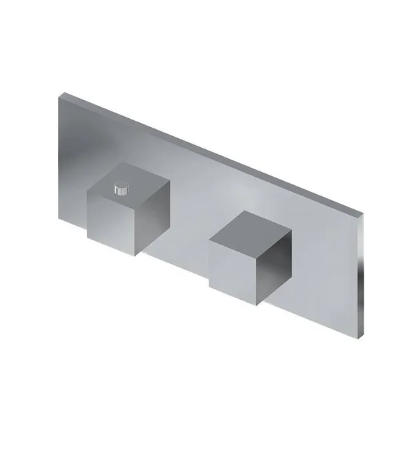 Graff Incanto M-Series 9 3/4x22 Square Two Hole Horizontal Thermostatic Valve Trim Plate with Square Handle in Polished Nickel